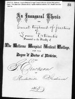 An Inaugural Thesis on General Treatment of Fractures of Lower Extremities by Gunder Erickson, Bellevue Hospital Medical College
