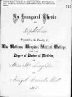 An Inaugural Thesis on Diptheria by Miar Mclaughlin, Bellevue Hospital Medical College