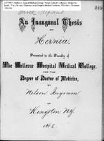 An Inaugural Thesis on Hernia by Nelson Ingram, Bellevue Hospital Medical College