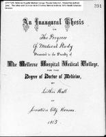 An Inaugural Thesis on The Progress of Medical Study by Luther Hall, Bellevue Hospital Medical College