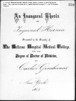 An Inaugural Thesis on Inguinal Hernia by Carlos Gimbernat, Bellevue Hospital Medical College