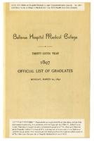 Bellevue Hospital Medical College 36th Annual Commencement Official List of Graduates 1897