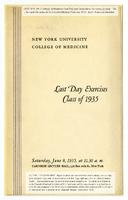 New York University College of Medicine Last Day Exercises, Class of 1935