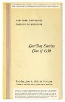 New York University College of Medicine Last Day Exercises, Class of 1939