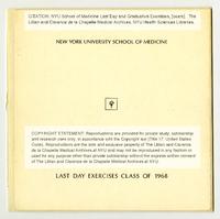 New York University School of Medicine Last Day Exercises, Class of 1968