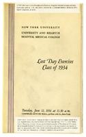 University and Bellevue Hospital Medical College Last Day Exercises, Class of 1934