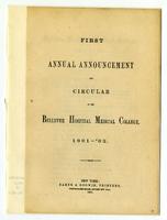 Bellevue Hospital Medical College First Annual Announcement and Circular 1861-1862