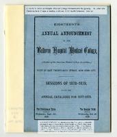 Bellevue Hospital Medical College 18th Annual Announcement 1878-1879