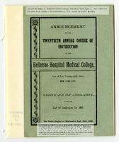 Bellevue Hospital Medical College 20th Annual Announcement 1880-1881