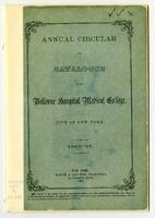 Bellevue Hospital Medical College Annual Circular and Catalogue 1866-1867