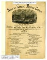 Bellevue Hospital Medical College Annual Circular and Catalogue 1874-1875