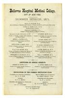 Bellevue Hospital Medical College Summer Session 1871