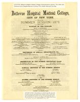 Bellevue Hospital Medical College Summer Session 1875