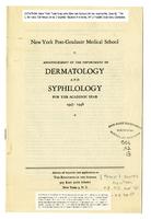 New York Post-Graduate Medical School Announcement 1947-1948
