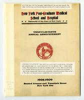 New York Post-Graduate Medical School and Hospital Annual Announcement 1908-1909