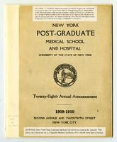 New York Post-Graduate Medical School and Hospital Annual Announcement 1909-1910