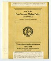 New York Post-Graduate Medical School and Hospital Annual Announcement 1910-1911