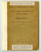 New York University College of Medicine Bulletin Announcements 1935-1936