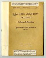 New York University College of Medicine Bulletin Announcements 1938-1939