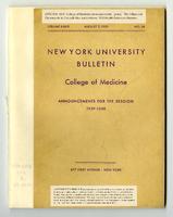 New York University College of Medicine Bulletin Announcements 1939-1940