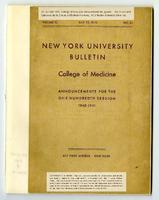 New York University College of Medicine Bulletin Announcements 1940-1941