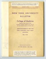 New York University College of Medicine Bulletin Announcements 1941-1942