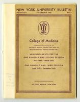 New York University College of Medicine Bulletin Announcements 1942-1943