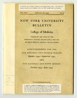 New York University College of Medicine Bulletin Announcements 1944-1945