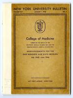 New York University College of Medicine Bulletin Announcements 1945-1946