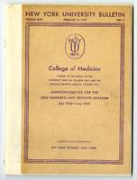 New York University College of Medicine Bulletin Announcements 1946-1947