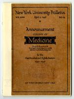 New York University College of Medicine Bulletin Announcements 1947-1948