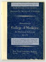 New York University College of Medicine Bulletin Announcements 1948-1949