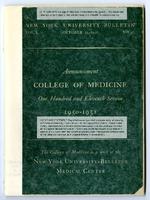 New York University College of Medicine Bulletin Announcements 1950-1951