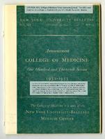 New York University College of Medicine Bulletin Announcements 1952-1953