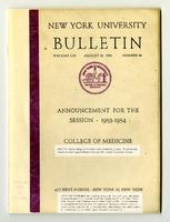 New York University College of Medicine Bulletin Announcements 1953-1954