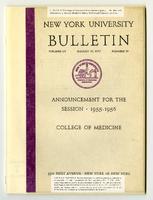 New York University College of Medicine Bulletin Announcements 1955-1956
