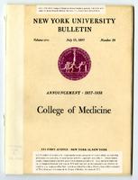 New York University College of Medicine Bulletin Announcements 1957-1958