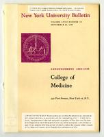 New York University College of Medicine Bulletin Announcements 1958-1959