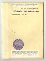 New York University School of Medicine and Post-Graduate Medical School Announcement 1962-1963