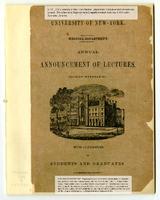 University of the City of New York Annual Announcement of Lectures 1855-1856