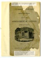 University of the City of New York Annual Announcement of Lectures 1866-1867