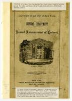 University of the City of New York Annual Announcement of Lectures 1873-1874