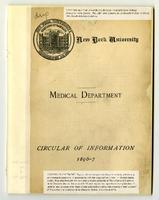 University of the City of New York Medical Department Circular of Information 1896-1897