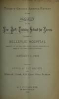 Bellevue Hospital. Training School for Nurses. 22nd Annual Report 1894