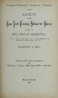Bellevue Hospital. Training School for Nurses. 27th Annual Report 1899