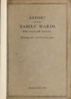 Babies' Wards. New York Post-Graduate Hospital. Annual Report for 1921-1922