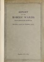 Babies' Wards. New York Post-Graduate Hospital. Annual Report for 1922-1923