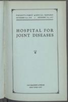Hospital for Joint Diseases Annual Report, 1927