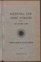 Hospital for Joint Diseases Annual Report, 1933