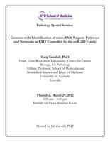 Pathology Special Seminar with Greg Goodall, PhD (March 29, 2012)